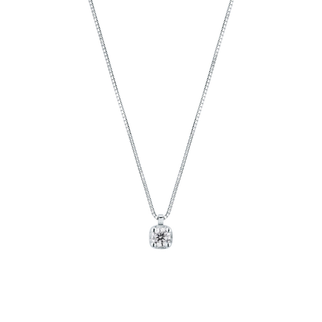 COLLANA DIAMANTE VISCONTI 0.23 CT ORO BIANCO DONNA NUOVO