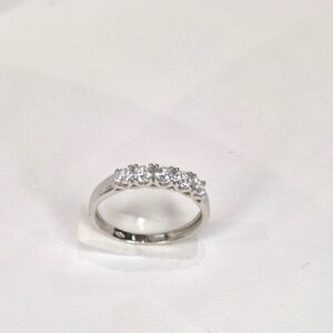 fedina oro 18kt 5 pietre zirconi nuovo
