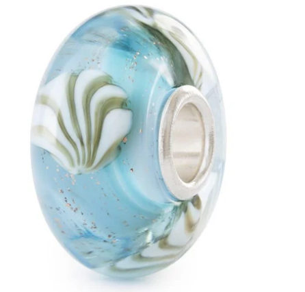 trollbeads conchiglia preziosa vetro beads tglbe-20464 turchese glitter estate edizione limitata