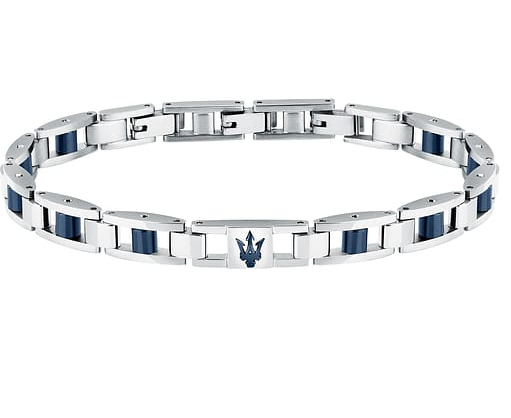 bracciale jm225atz59 maserati ceramica blu acciaio tridente nuovo