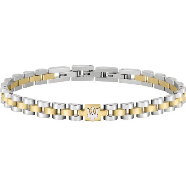 Bracciale Maserati JM320AST09 acciaio dorato tridente uomo nuovo