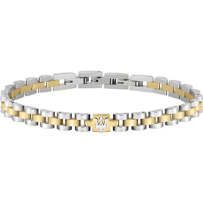 Bracciale Maserati JM320AST09 acciaio dorato tridente uomo nuovo