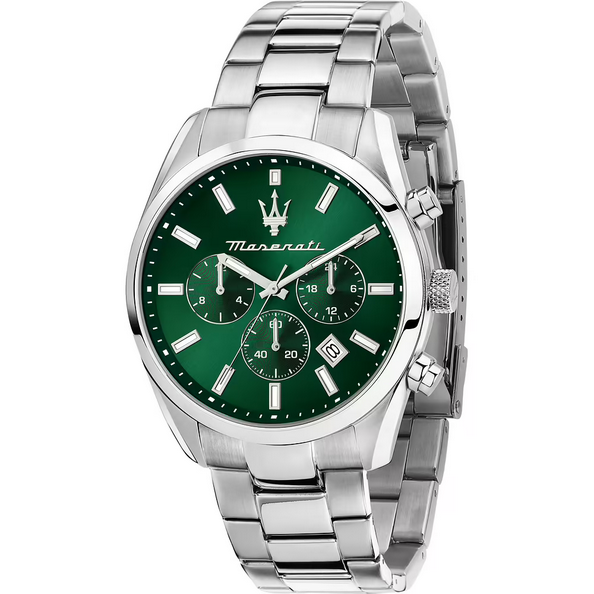 MASERATI SUCCESSO VERDE OROLOGIO CRONOGRAFO IN ACCIAIO DA UOMO NUOVO
