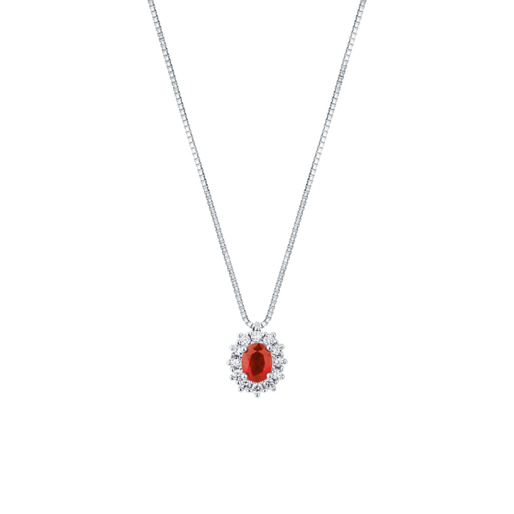 Collana Mirco Visconti Kate con Rubino Birmano 0.42 ct e Diamanti 0.13 ct