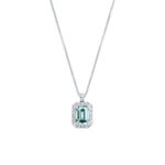 Collana Mirco Visconti in Oro Bianco 18 kt con Acquamarina 0.81ct e contorno di Diamanti 0.12 ct nuovo